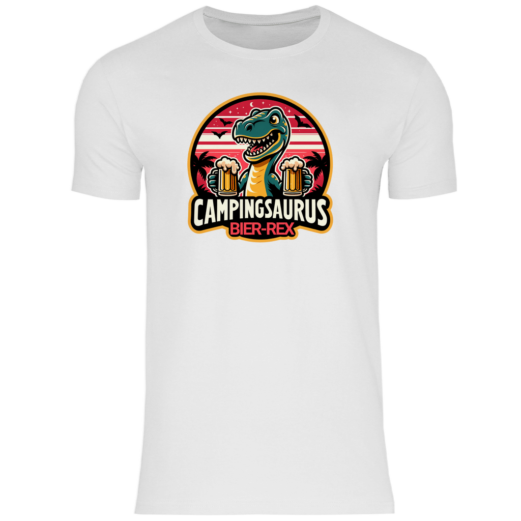 Campingsaurus Bier - Rex - Männer Shirt - Campingfamilie.de