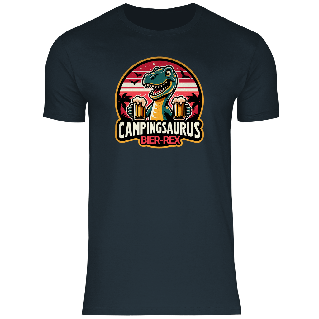 Campingsaurus Bier - Rex - Männer Shirt - Campingfamilie.de