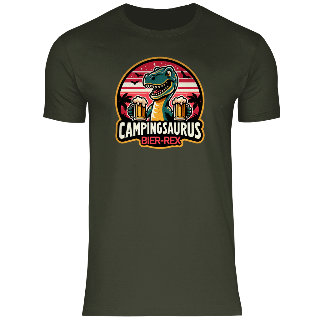 Campingsaurus Bier - Rex - Männer Shirt - Campingfamilie.de