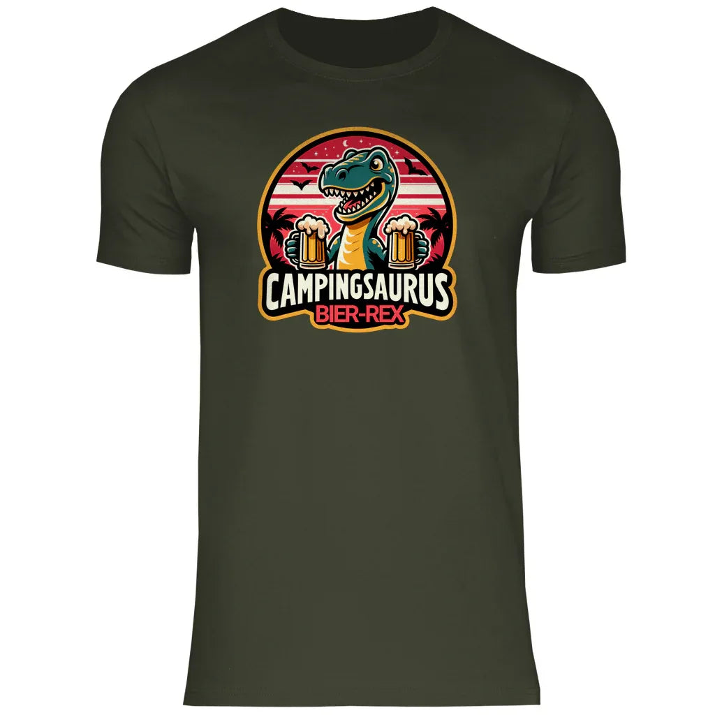 Campingsaurus Bier - Rex - Männer Shirt - Campingfamilie.de