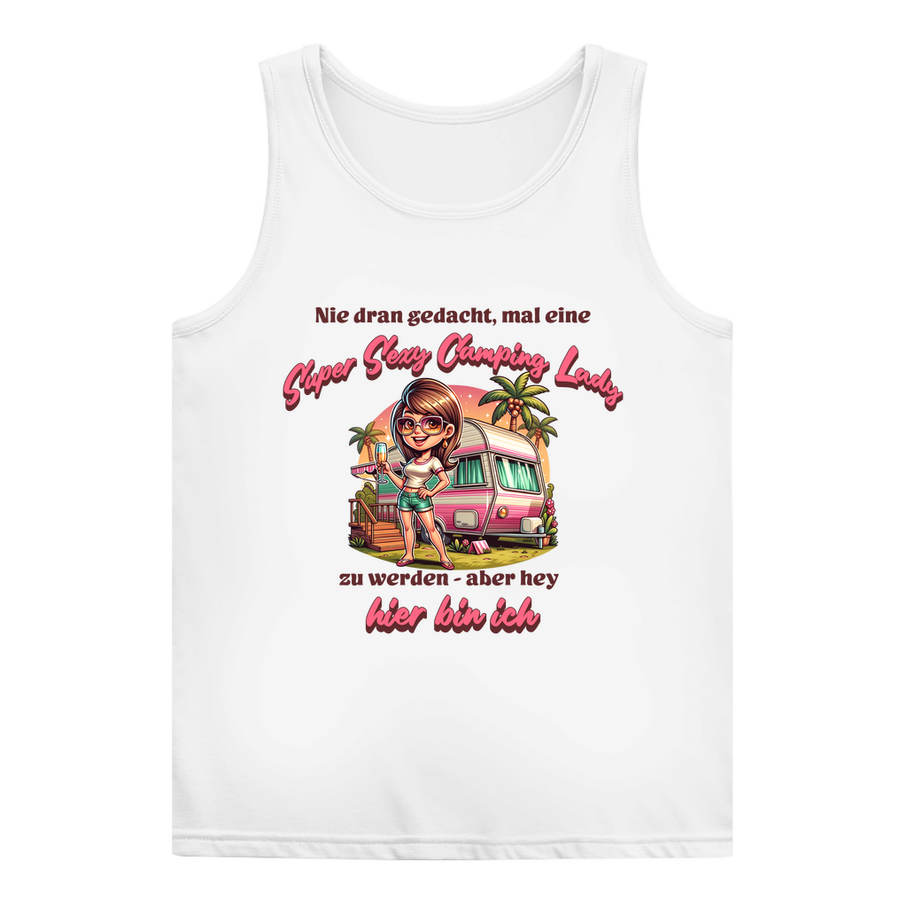 Super Sexy Camping Lady (Sekt) - Backprint Frauen Tank Top