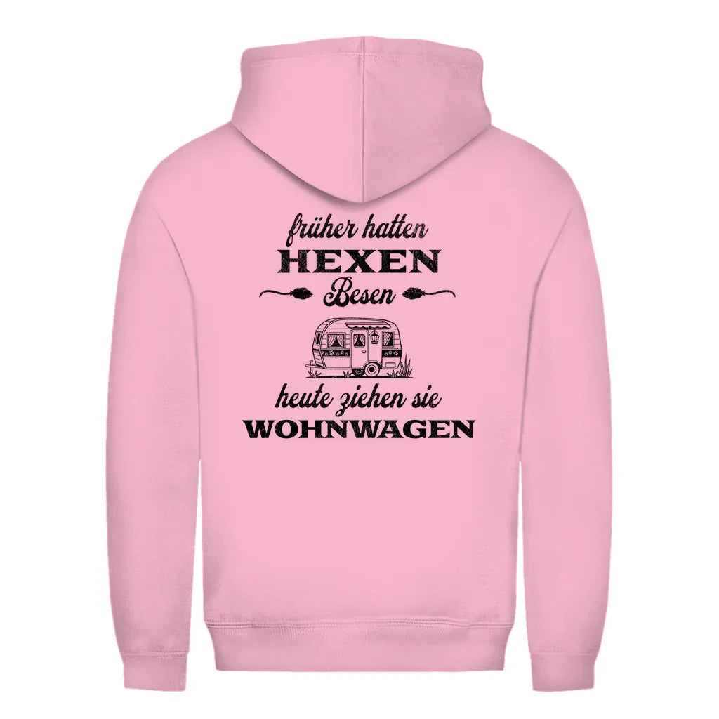 Früher hatten Hexen Besen. Heute ziehen sie Wohnwagen - Backprint Frauen Hoodie