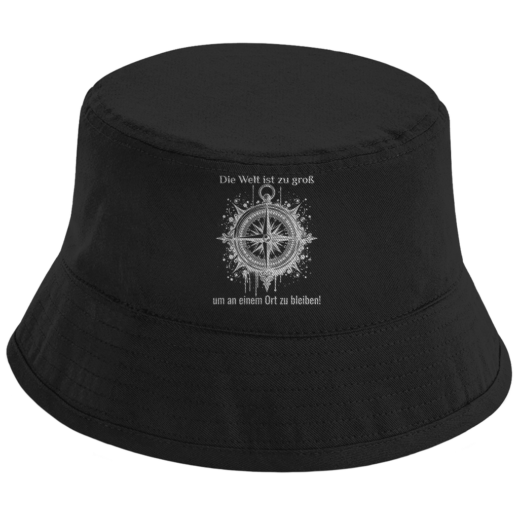 Die Welt ist zu groß, um an einem Ort zu bleiben! - Bucket Hat - Campingfamilie.de