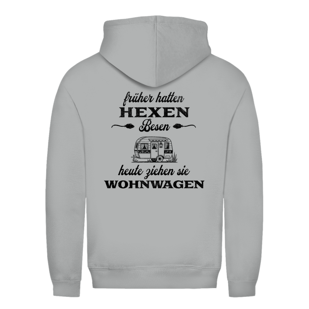 Früher hatten Hexen Besen. Heute ziehen sie Wohnwagen - Backprint Frauen Hoodie