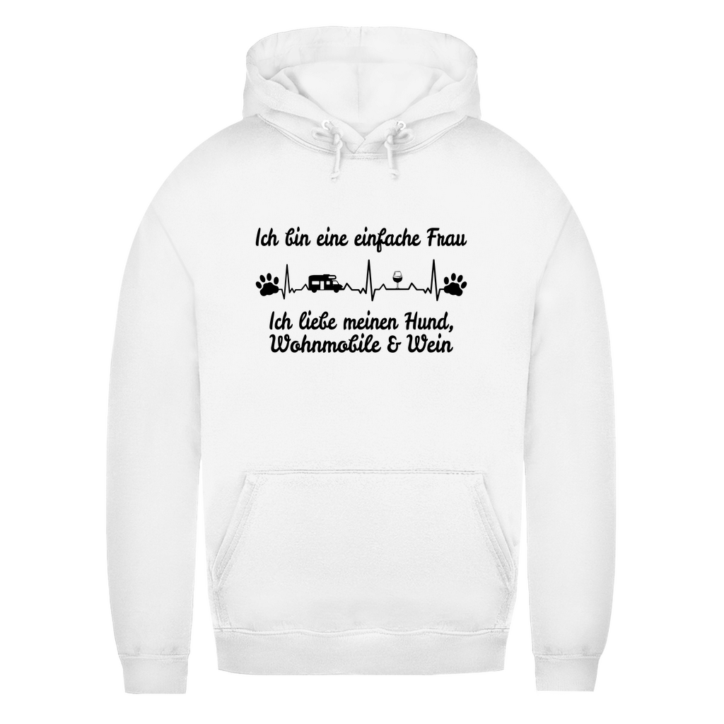 Einfache Frau - Liebe meinen Hund, Wohnmobil und Wein - Frauen Hoodie - Campingfamilie.de