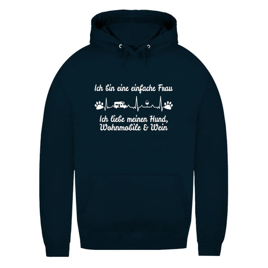 Einfache Frau - Liebe meinen Hund, Wohnmobil und Wein - Frauen Hoodie - Campingfamilie.de
