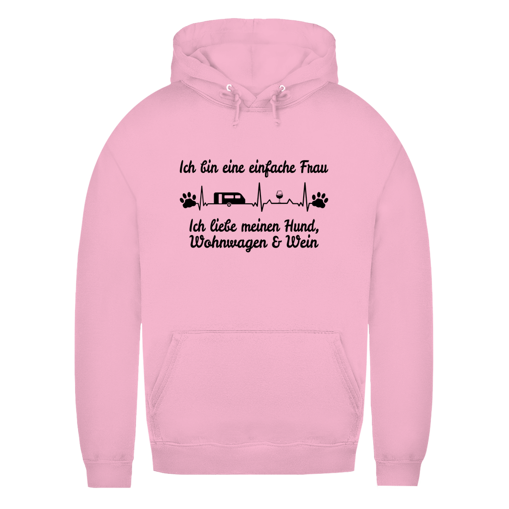 Einfache Frau - Liebe meinen Hund, Wohnwagen und Wein - Frauen Hoodie - Campingfamilie.de