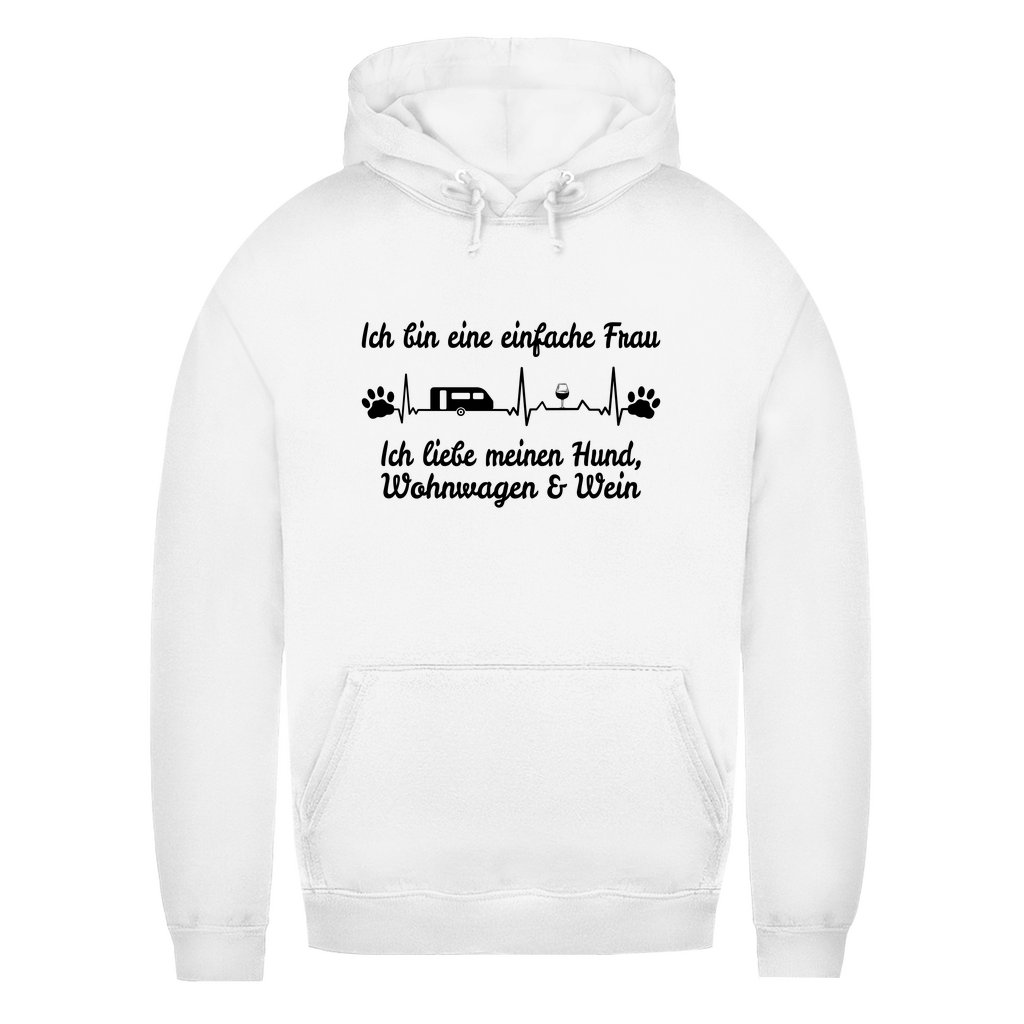 Einfache Frau - Liebe meinen Hund, Wohnwagen und Wein - Frauen Hoodie - Campingfamilie.de