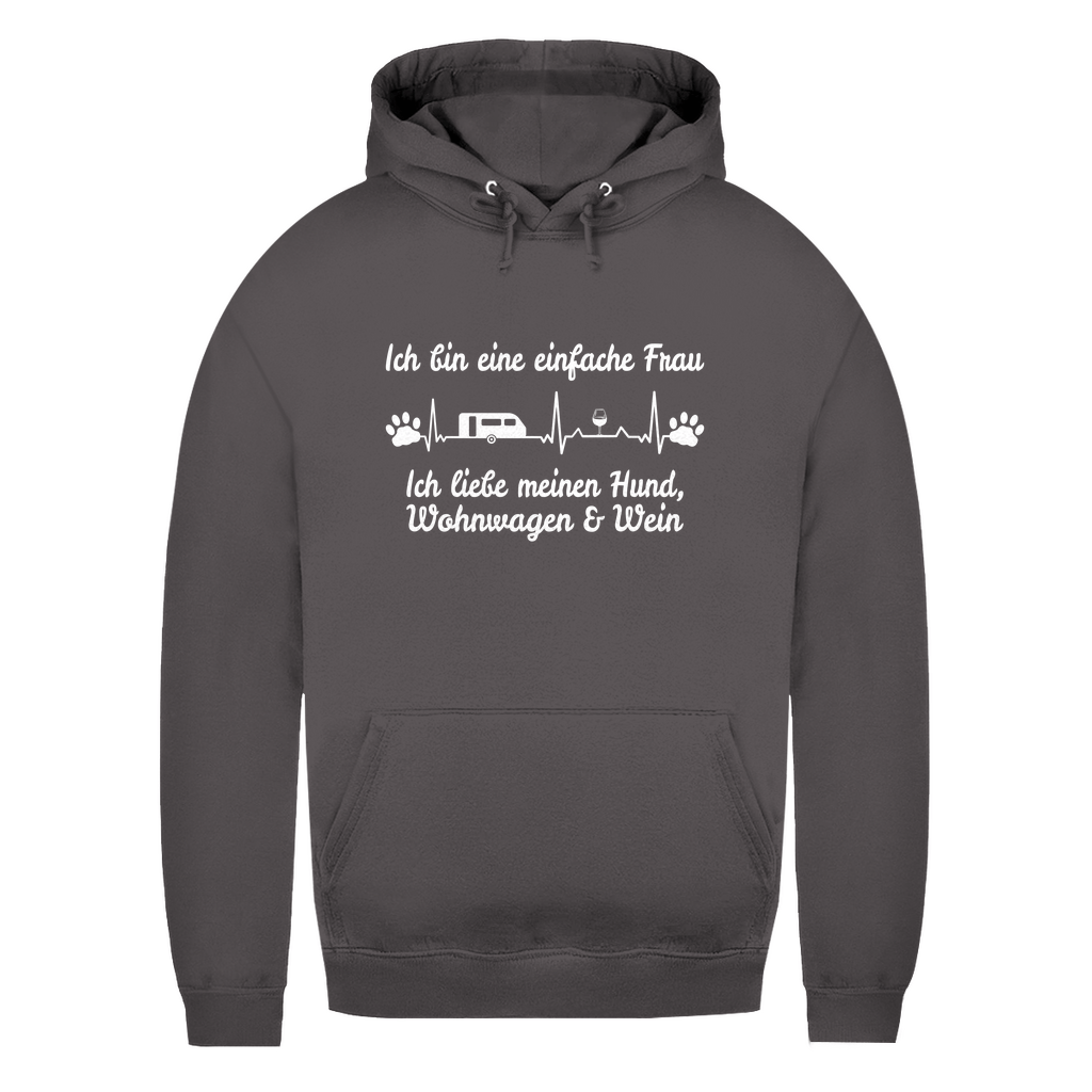 Einfache Frau - Liebe meinen Hund, Wohnwagen und Wein - Frauen Hoodie - Campingfamilie.de