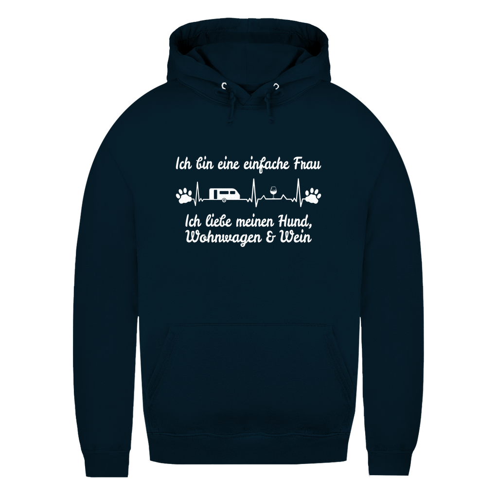 Einfache Frau - Liebe meinen Hund, Wohnwagen und Wein - Frauen Hoodie - Campingfamilie.de