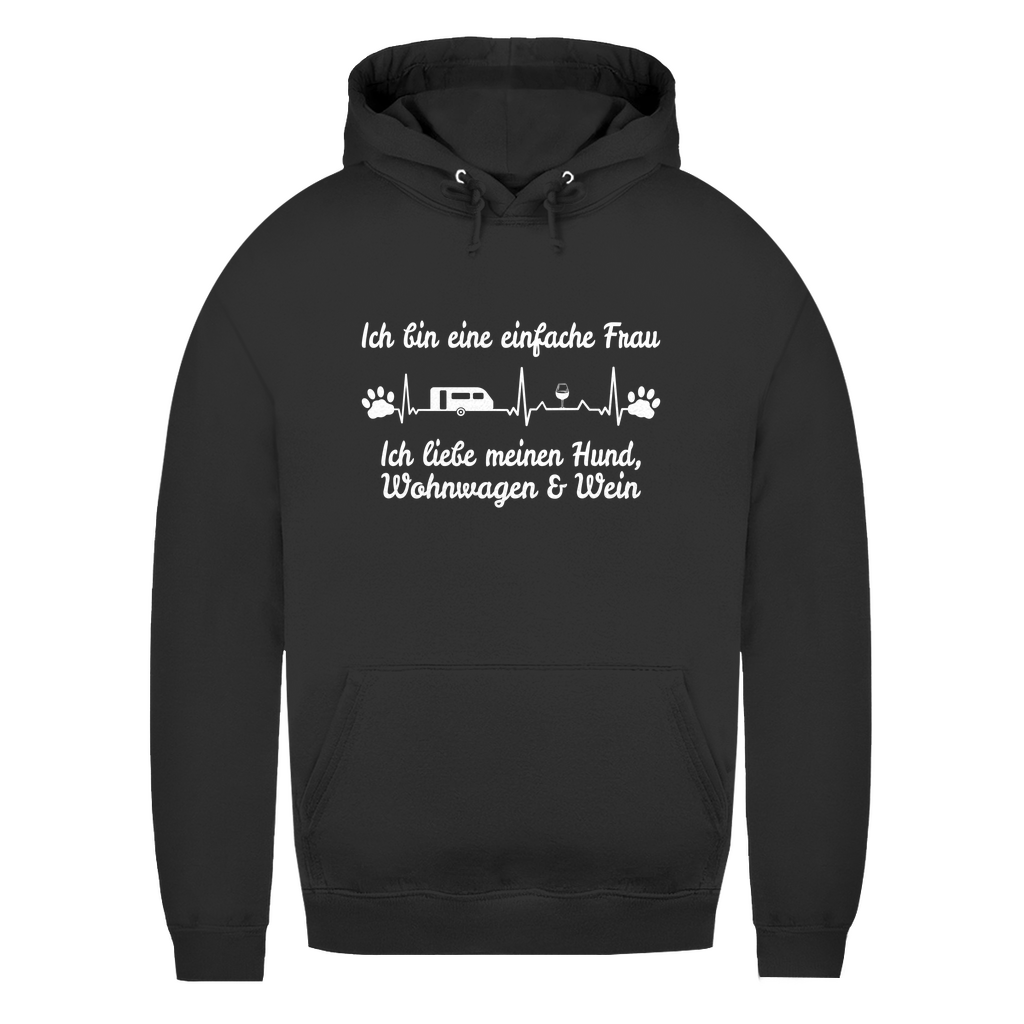 Einfache Frau - Liebe meinen Hund, Wohnwagen und Wein - Frauen Hoodie - Campingfamilie.de