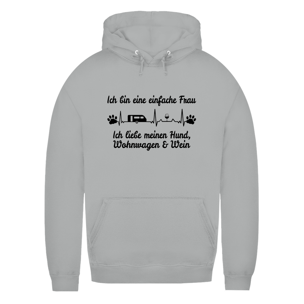 Einfache Frau - Liebe meinen Hund, Wohnwagen und Wein - Frauen Hoodie - Campingfamilie.de