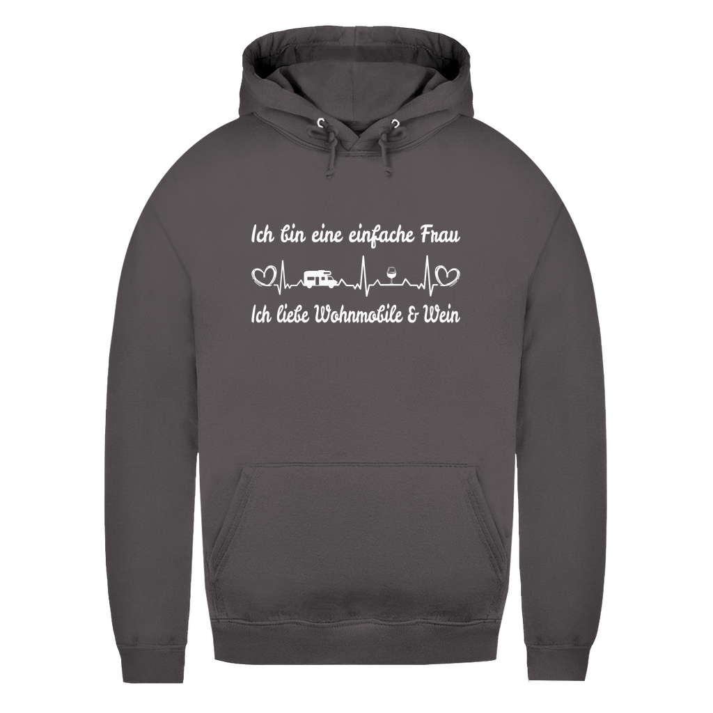 Einfache Frau - Liebe Wohnmobile und Wein - Frauen Hoodie - Campingfamilie.de
