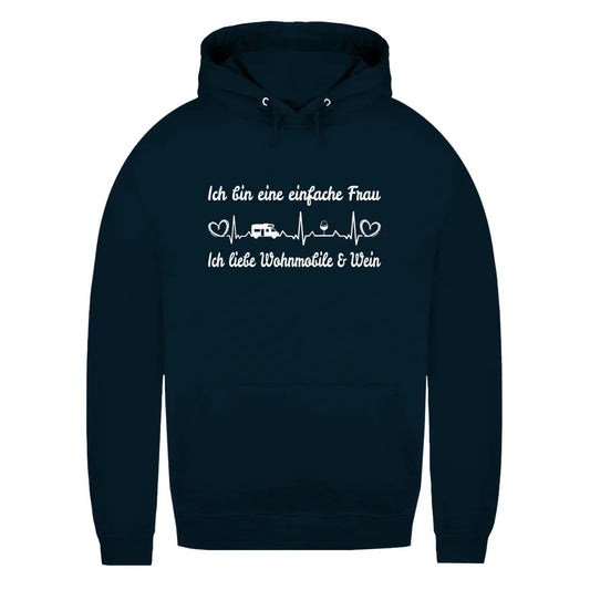 Einfache Frau - Liebe Wohnmobile und Wein - Frauen Hoodie - Campingfamilie.de