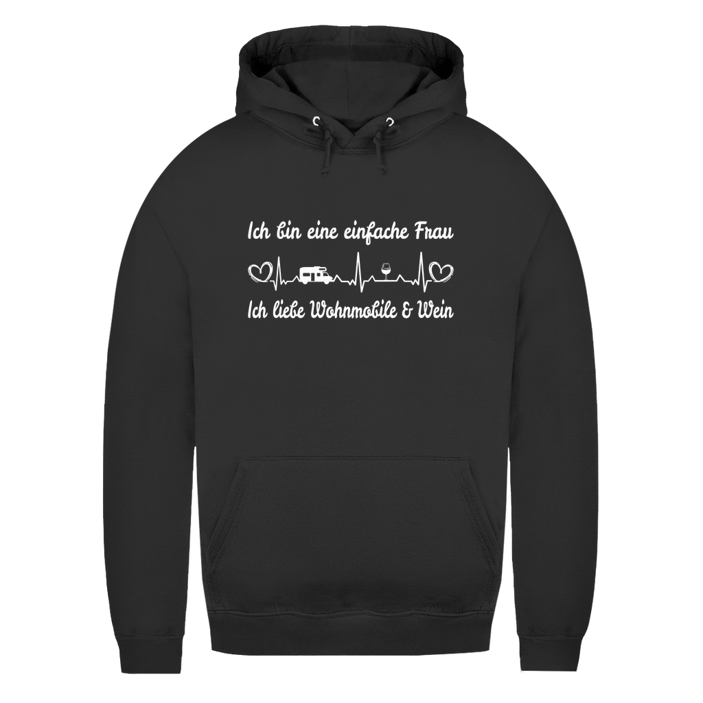 Einfache Frau - Liebe Wohnmobile und Wein - Frauen Hoodie - Campingfamilie.de
