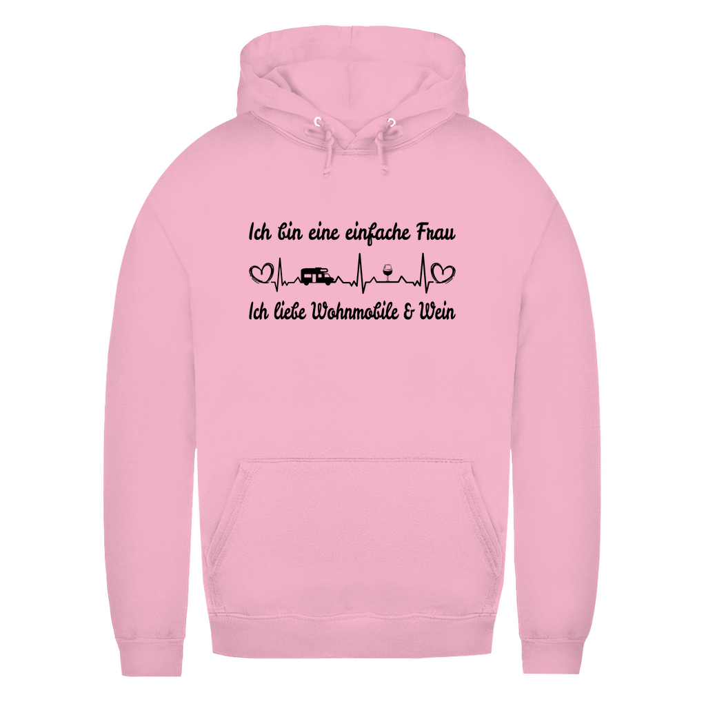 Einfache Frau - Liebe Wohnmobile und Wein - Frauen Hoodie - Campingfamilie.de