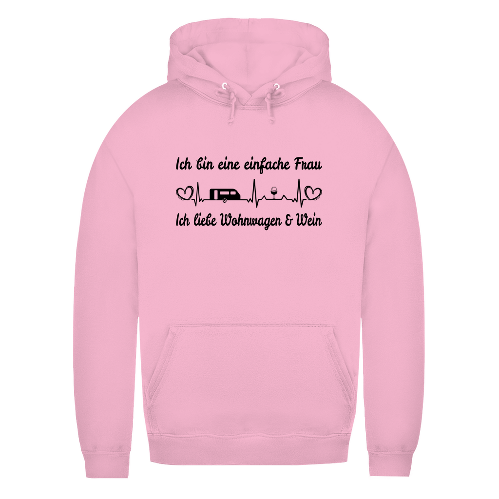 Einfache Frau - Liebe Wohnwagen und Wein - Frauen Hoodie - Campingfamilie.de