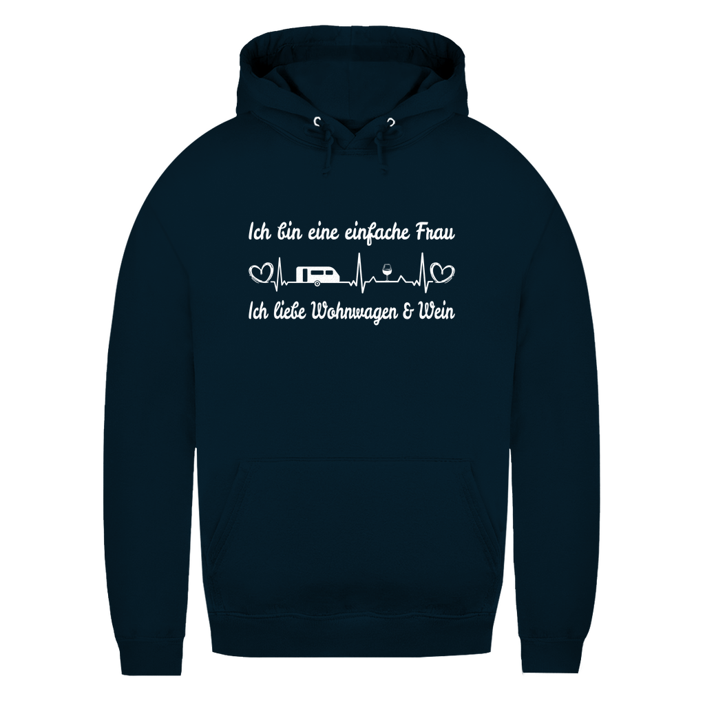 Einfache Frau - Liebe Wohnwagen und Wein - Frauen Hoodie - Campingfamilie.de