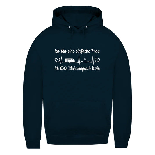 Einfache Frau - Liebe Wohnwagen und Wein - Frauen Hoodie - Campingfamilie.de