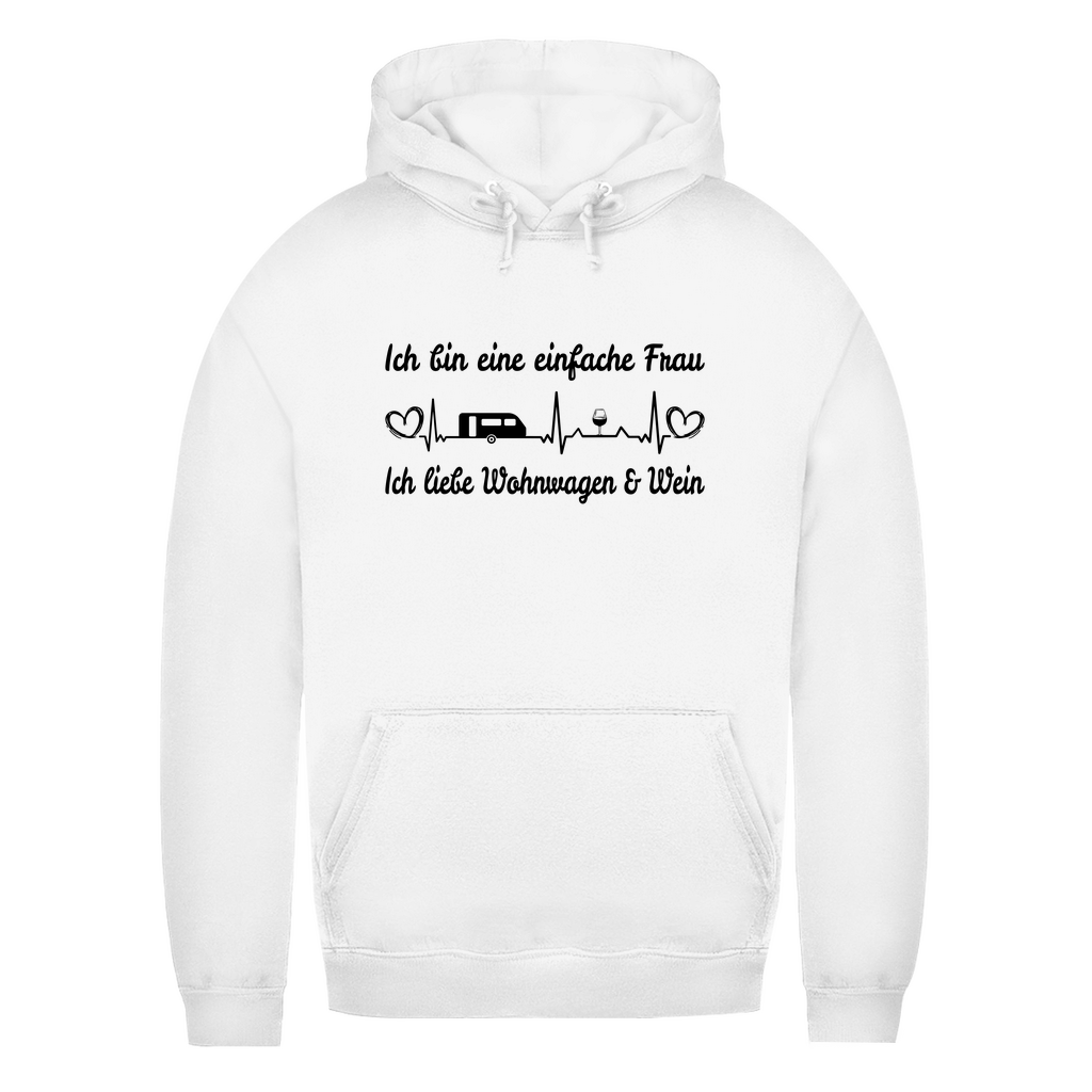 Einfache Frau - Liebe Wohnwagen und Wein - Frauen Hoodie - Campingfamilie.de