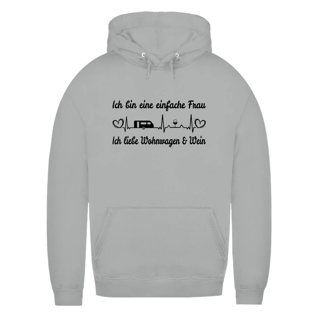 Einfache Frau - Liebe Wohnwagen und Wein - Frauen Hoodie - Campingfamilie.de