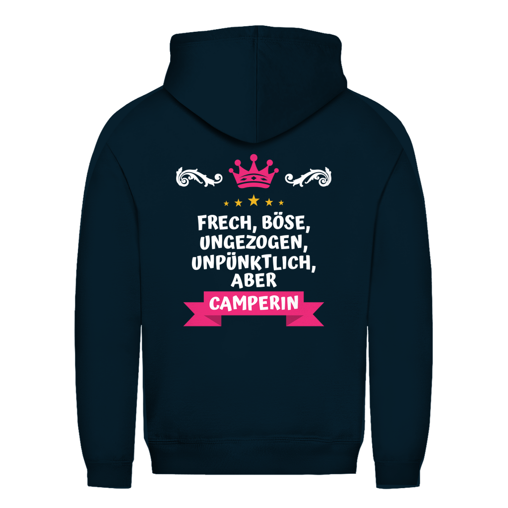 Freche Camperin - Backprint Frauen Hoodie - Campingfamilie.de