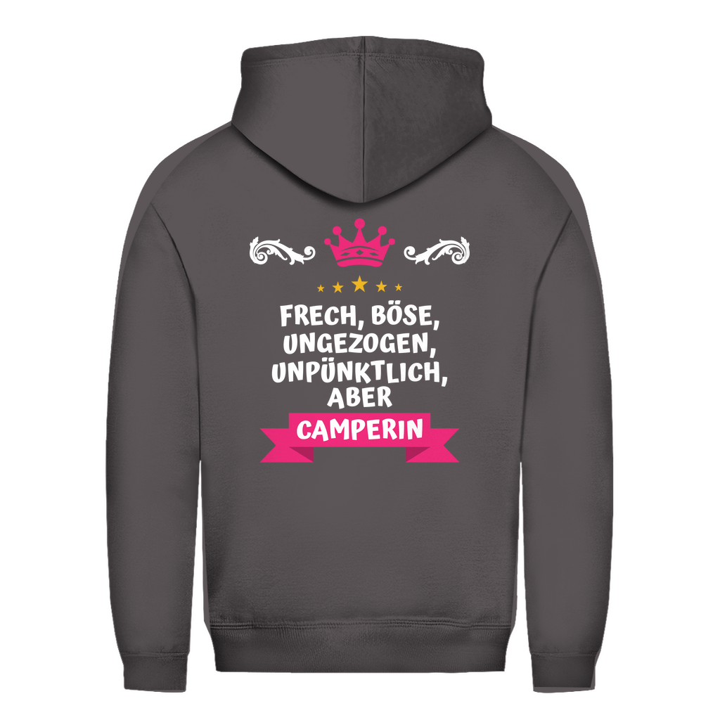 Freche Camperin - Backprint Frauen Hoodie - Campingfamilie.de