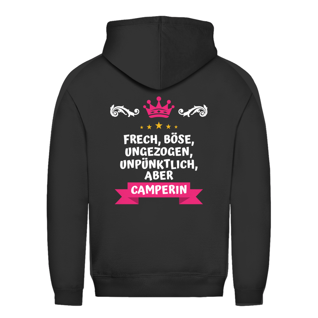 Freche Camperin - Backprint Frauen Hoodie - Campingfamilie.de