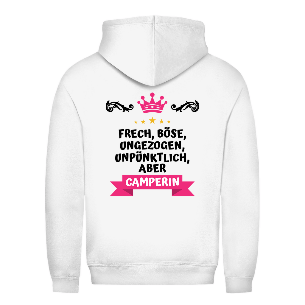 Freche Camperin - Backprint Frauen Hoodie - Campingfamilie.de