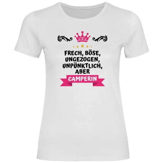 Freche Camperin - Frauen Shirt - Campingfamilie.de
