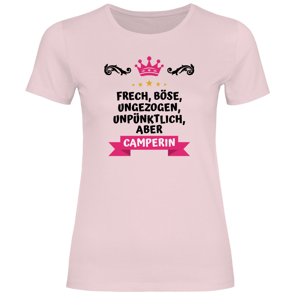 Freche Camperin - Frauen Shirt - Campingfamilie.de