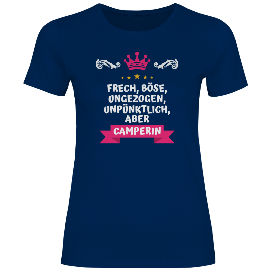 Freche Camperin - Frauen Shirt - Campingfamilie.de