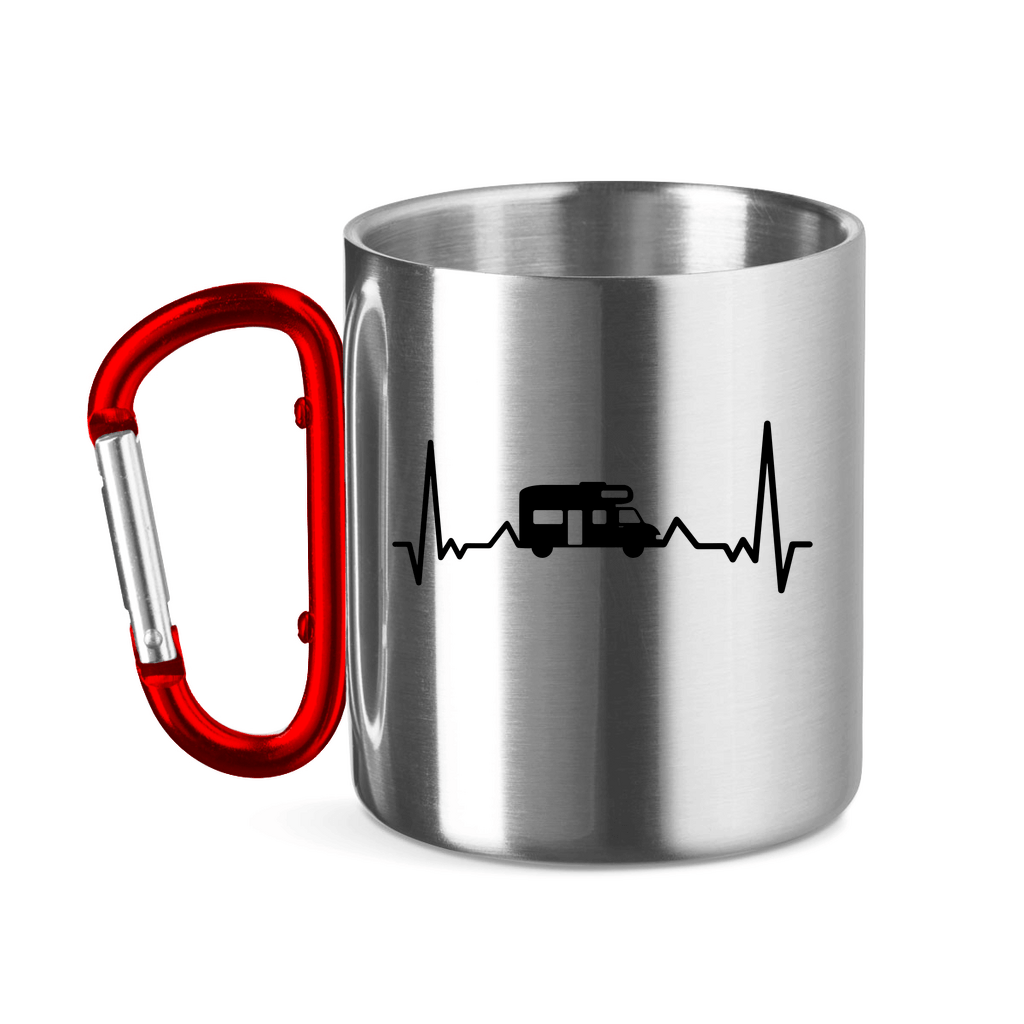 Herzschlag mit Wohnmobil - Edelstahl Tasse - Campingfamilie.de