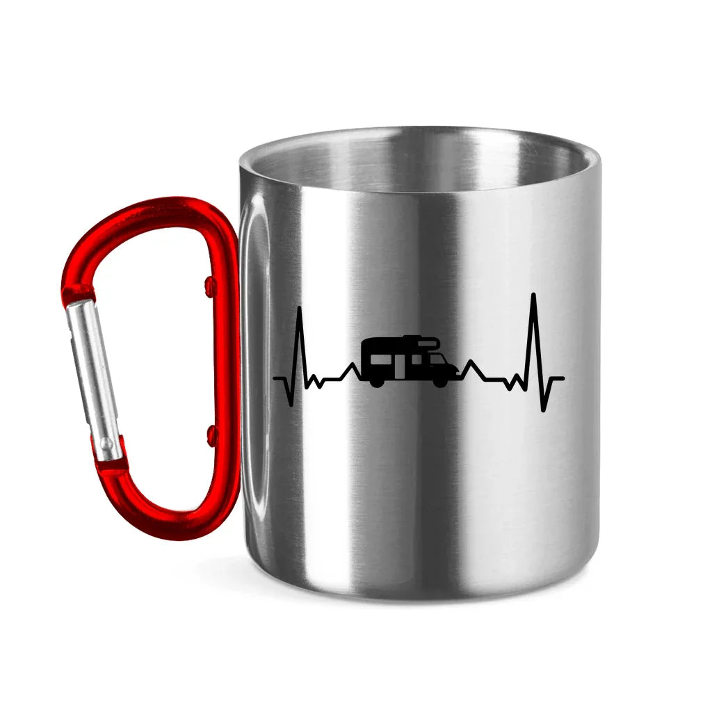 Herzschlag mit Wohnmobil - Edelstahl Tasse - Campingfamilie.de