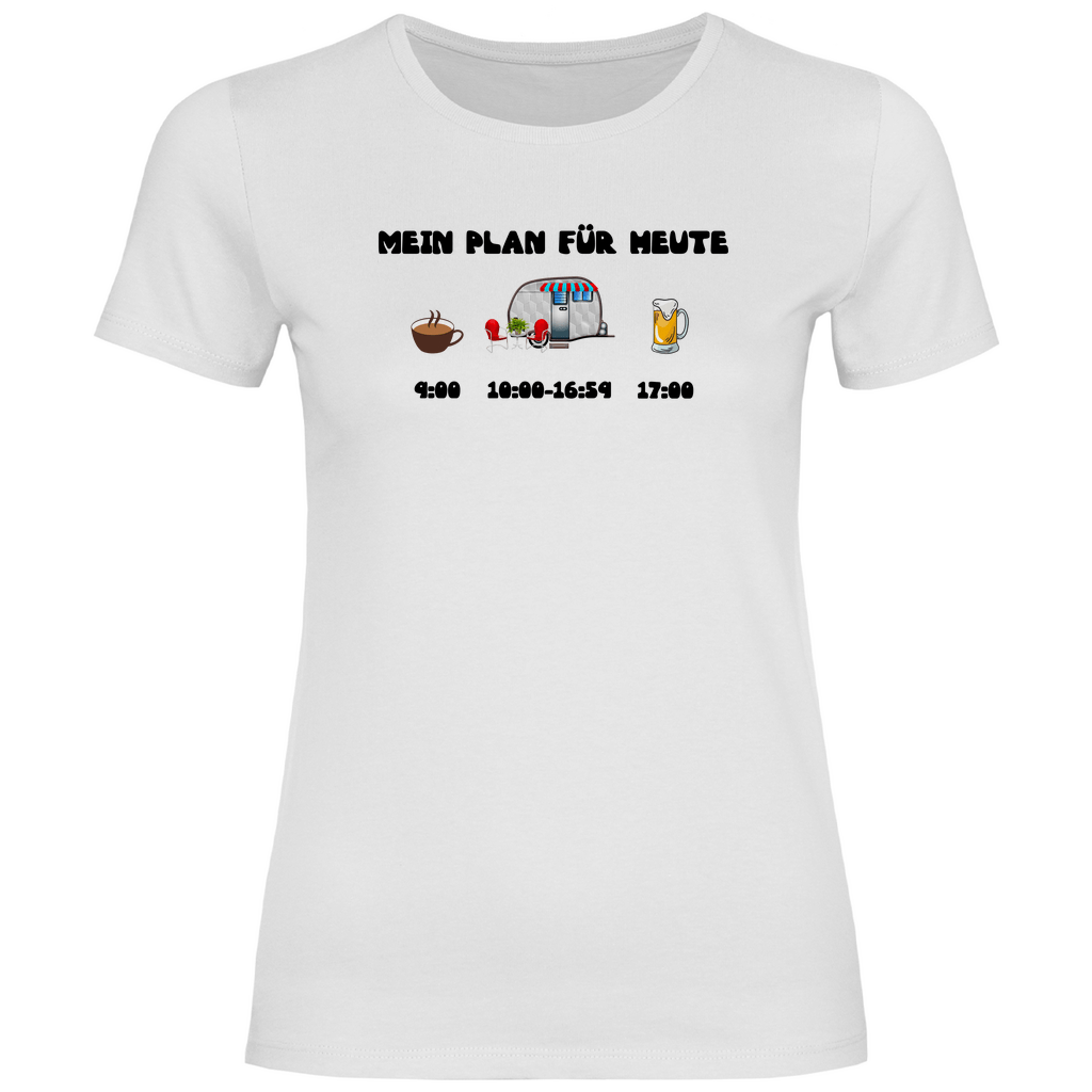 Mein Plan für heute: Kaffee, Camping, Bier - Frauen Shirt - Campingfamilie.de