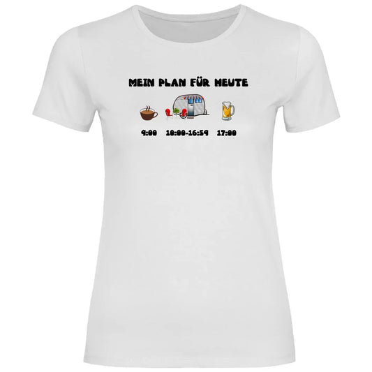 Mein Plan für heute: Kaffee, Camping, Bier - Frauen Shirt - Campingfamilie.de
