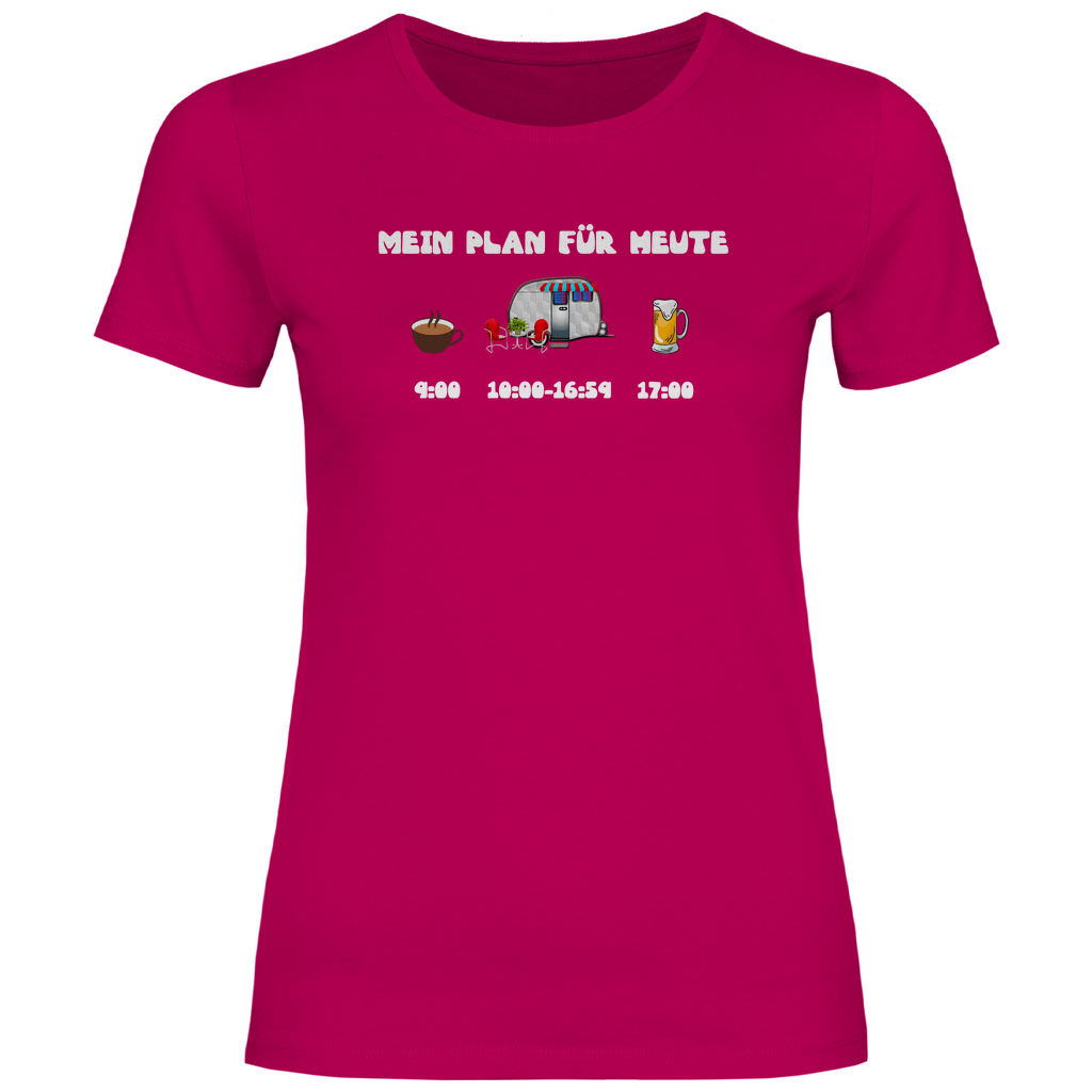 Mein Plan für heute: Kaffee, Camping, Bier - Frauen Shirt - Campingfamilie.de