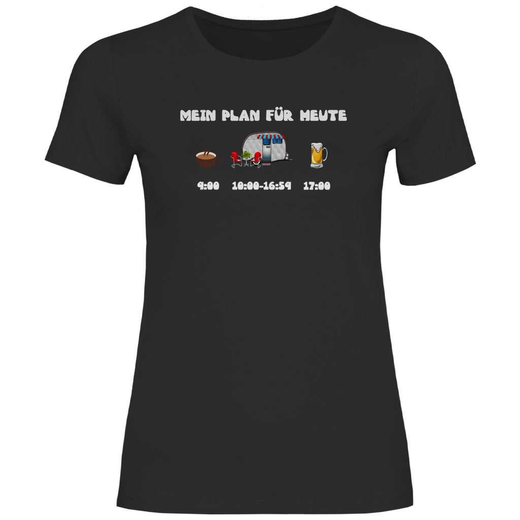 Mein Plan für heute: Kaffee, Camping, Bier - Frauen Shirt - Campingfamilie.de