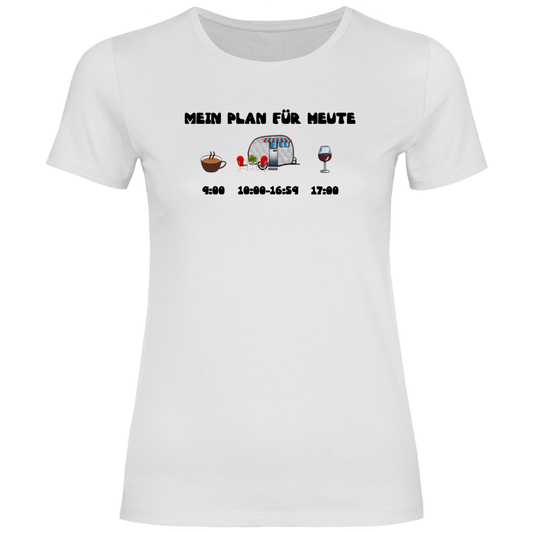 Mein Plan für heute: Kaffee, Camping, Wein - Frauen Shirt - Campingfamilie.de