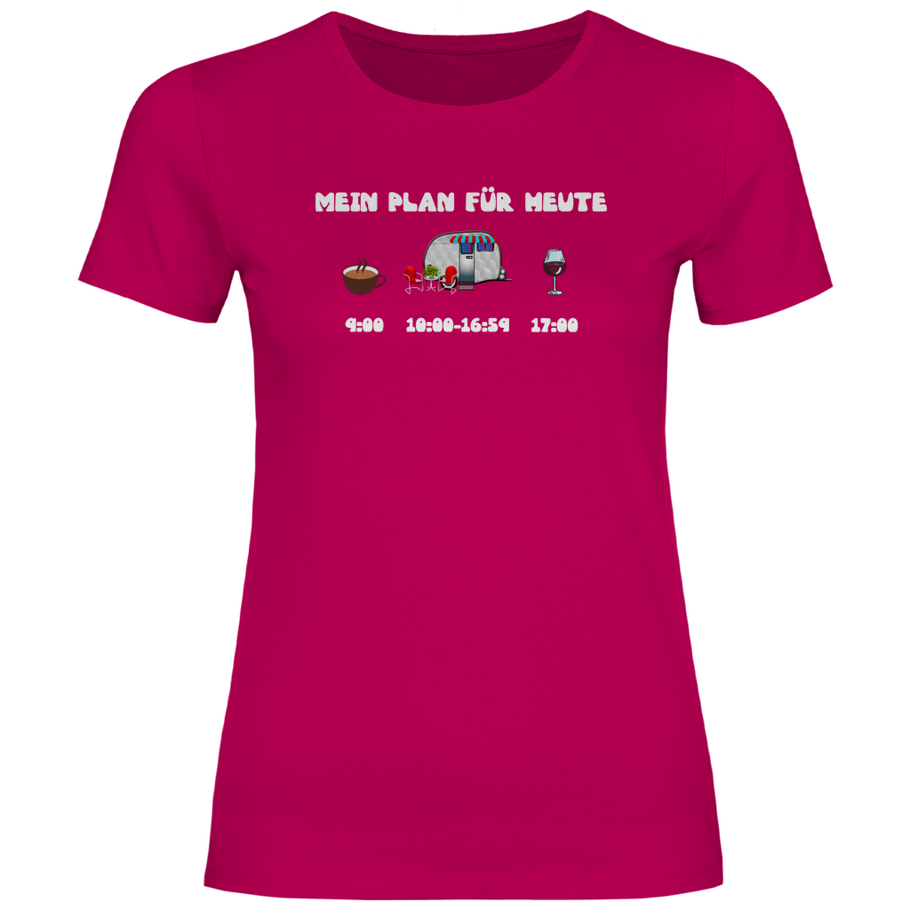 Mein Plan für heute: Kaffee, Camping, Wein - Frauen Shirt - Campingfamilie.de