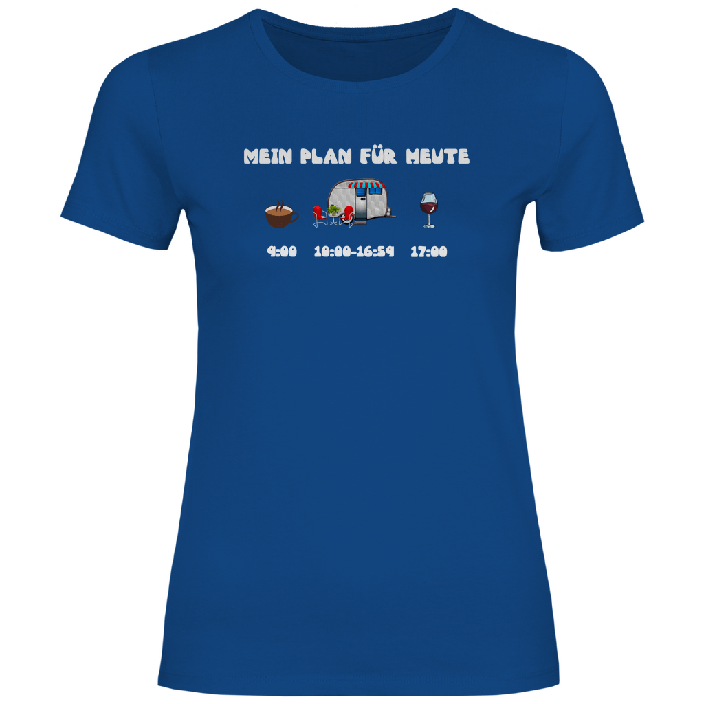 Mein Plan für heute: Kaffee, Camping, Wein - Frauen Shirt - Campingfamilie.de