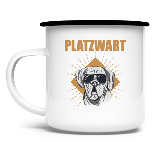 Platzwart - Emaille Tasse - Campingfamilie.de