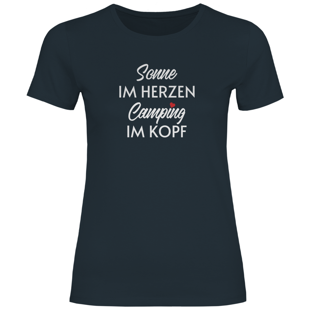 Sonne im Herzen Camping im Kopf - Frauen Shirt - Campingfamilie.de