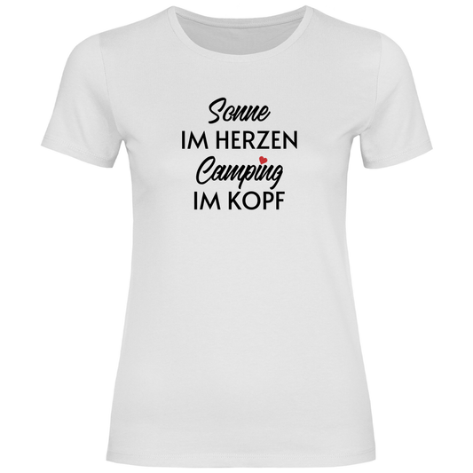 Sonne im Herzen Camping im Kopf - Frauen Shirt - Campingfamilie.de