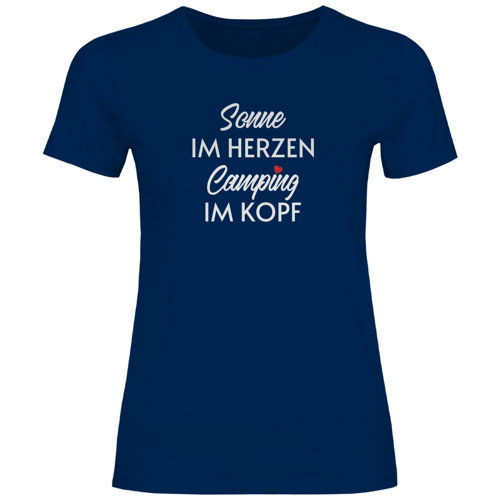Sonne im Herzen Camping im Kopf - Frauen Shirt - Campingfamilie.de
