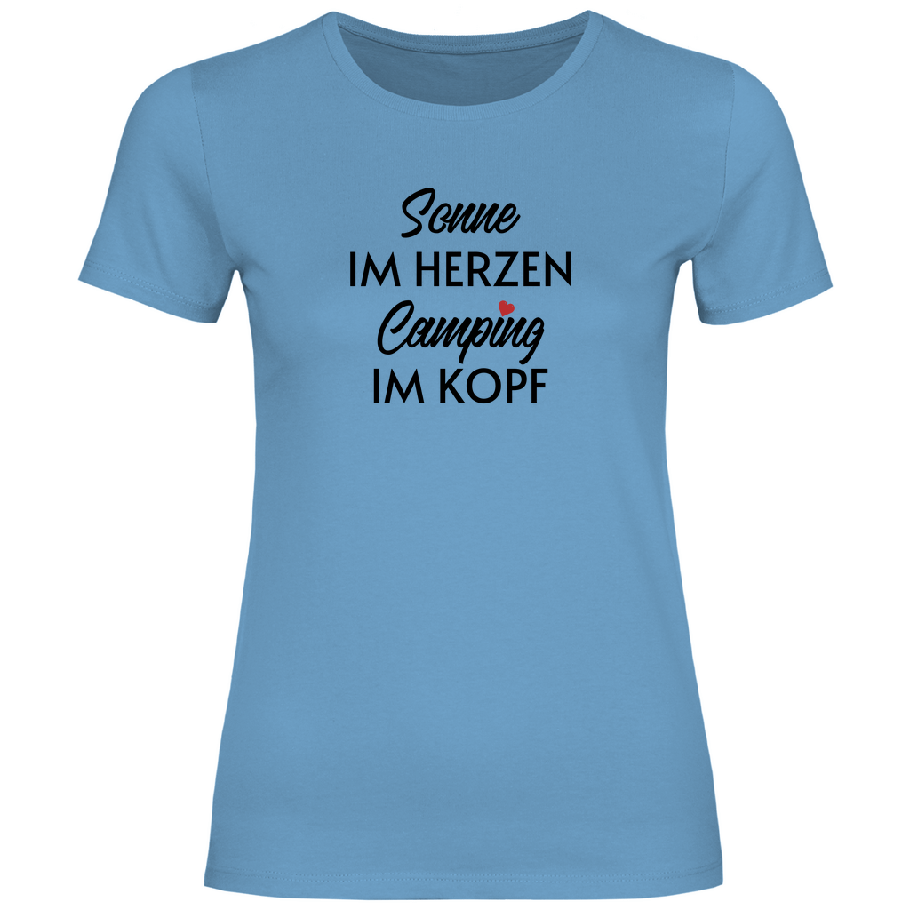 Sonne im Herzen Camping im Kopf - Frauen Shirt - Campingfamilie.de