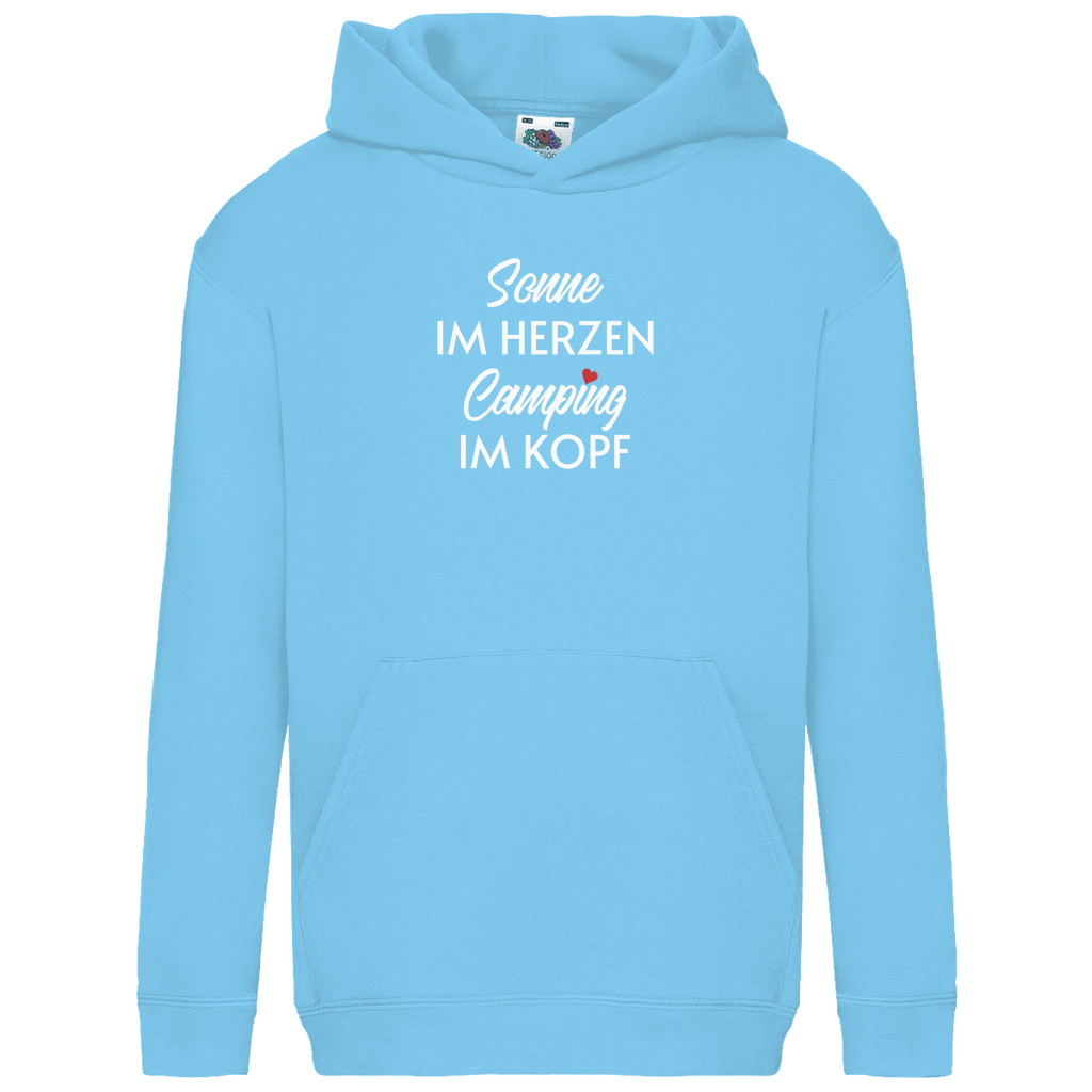 Sonne im Herzen Camping im Kopf - Kinder Hoodie - Campingfamilie.de