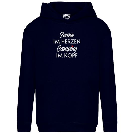 Sonne im Herzen Camping im Kopf - Kinder Hoodie - Campingfamilie.de