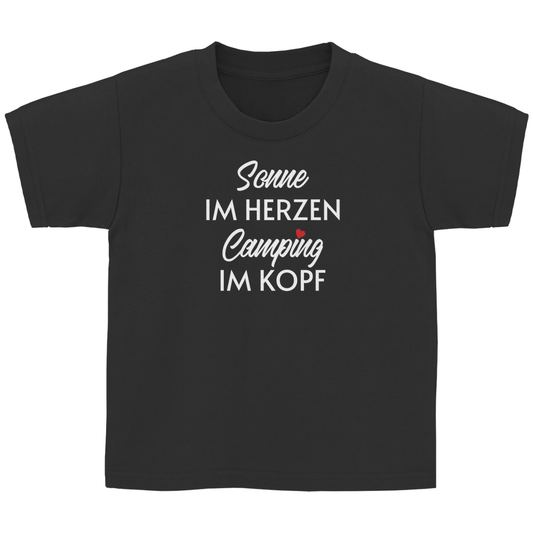 Sonne im Herzen Camping im Kopf - Kinder Shirt - Campingfamilie.de