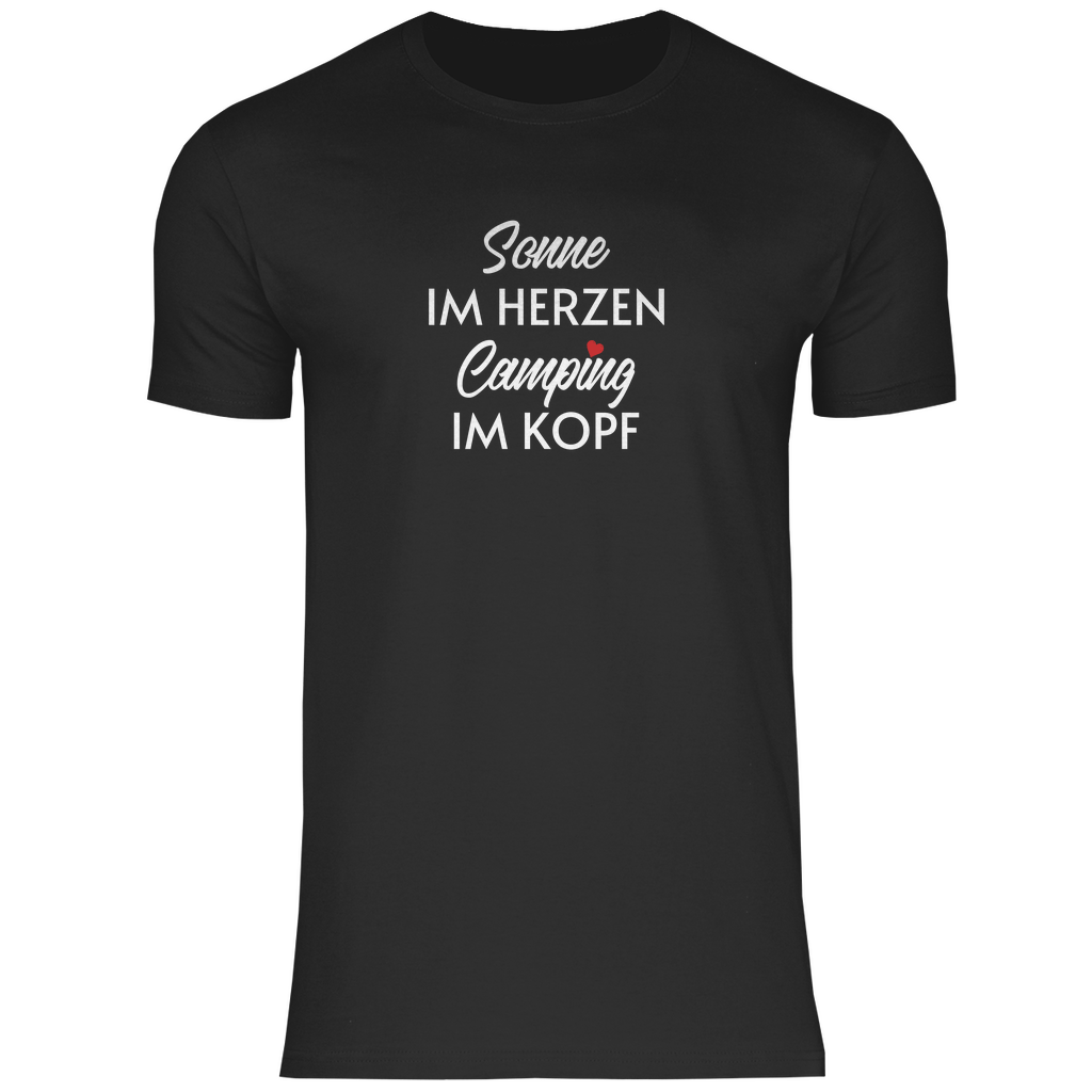 Sonne im Herzen Camping im Kopf - Männer Shirt - Campingfamilie.de